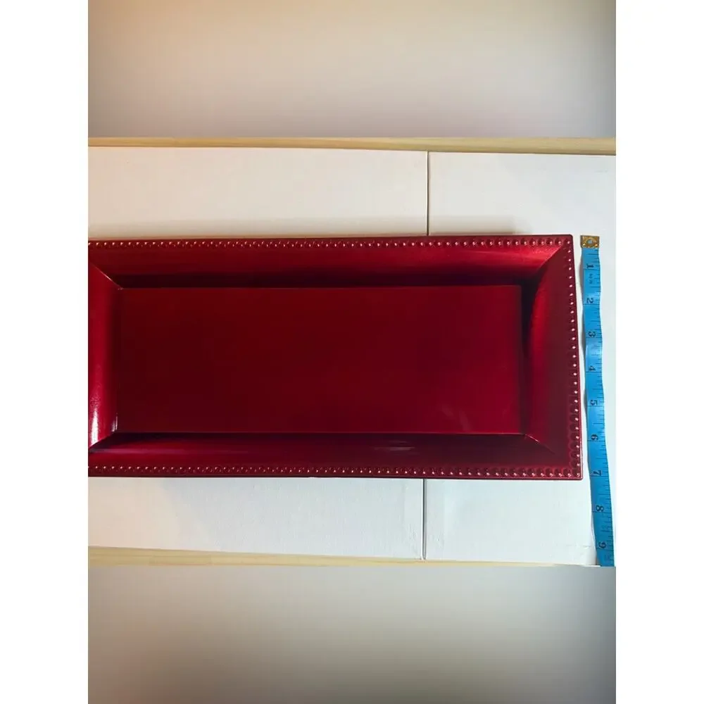 Red Decorative Rectangular Serving Tray - Home Bath